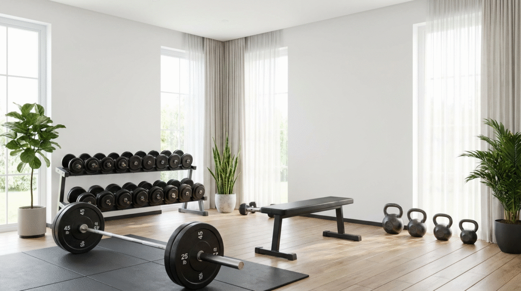 best compact all-in-one home gym setup with free weights