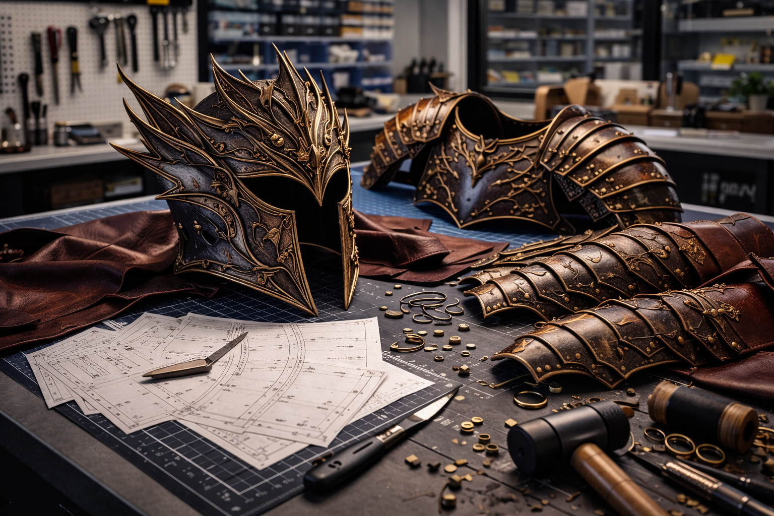 Dark fantasy leather armor crafted using Prince Armory Academy patterns and tutorials — Prince Armory Academy review