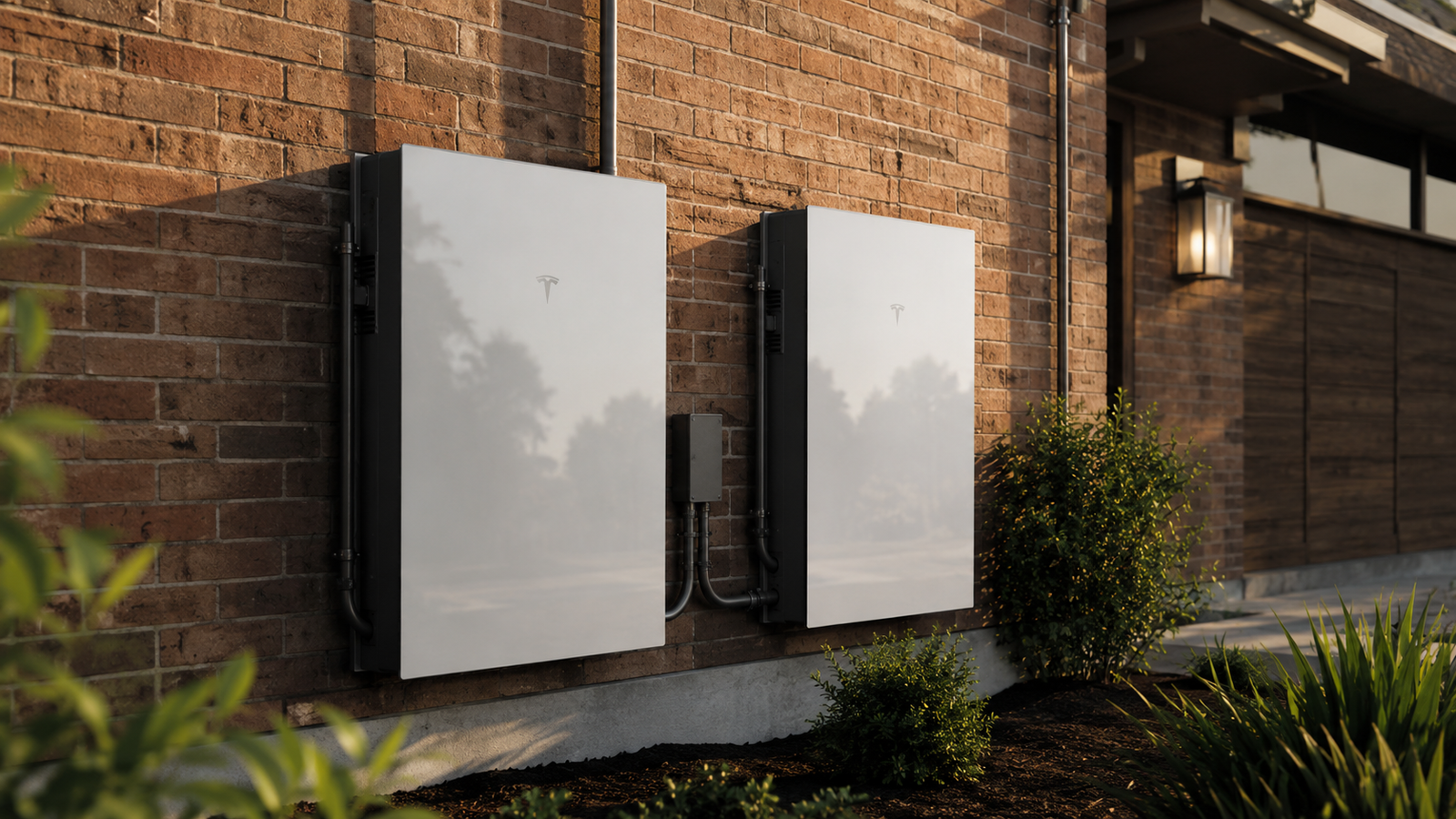 Tesla Powerwall 3 review Texas two units mounted on exterior brick wall